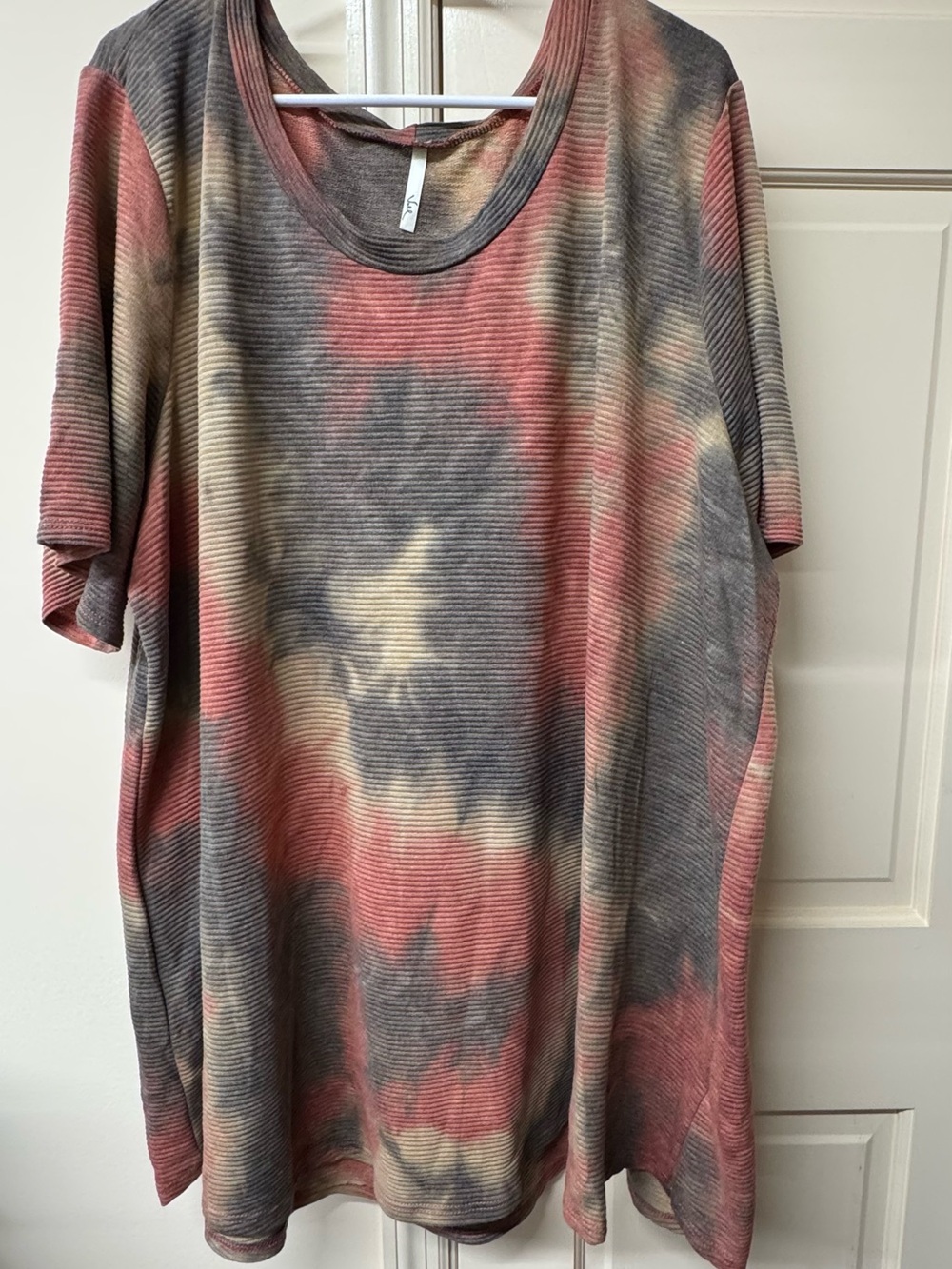 Tie-Dye Ribbed Causal Wear  Set - Coral, Taupe, Cream Size 5X